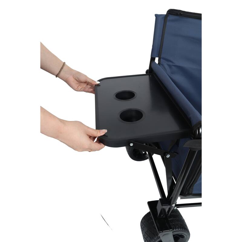 3-in-1 Convertible Folding Wagon Cart with Bench Seat & Rear-Mounted Folding Tabletop,180L Capacity All-Terrain Wheels