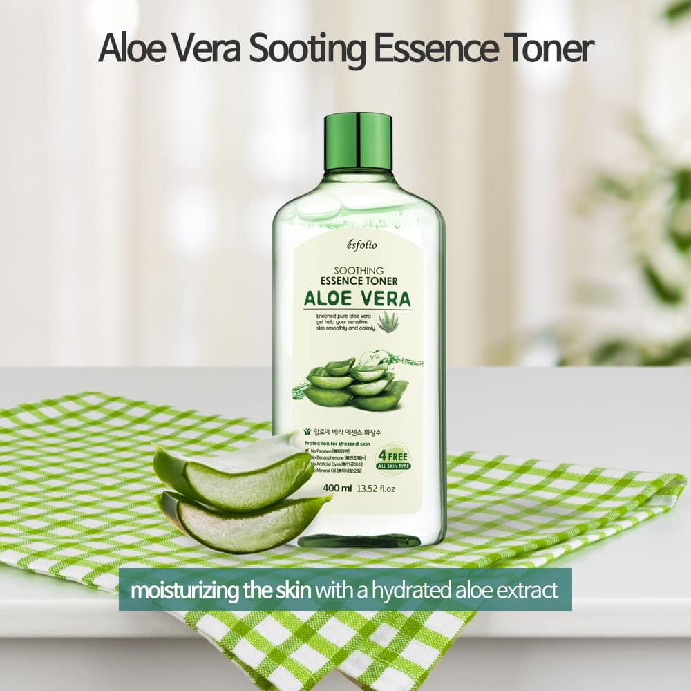 Esfolio Aloe Vera Face Body Soothing Essence Toner 400ml 13.52floz.