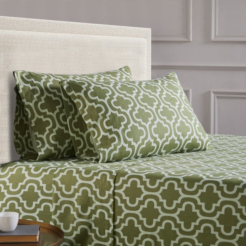 Superior Flannel Cotton Trellis Pocket Bed Sheet Set