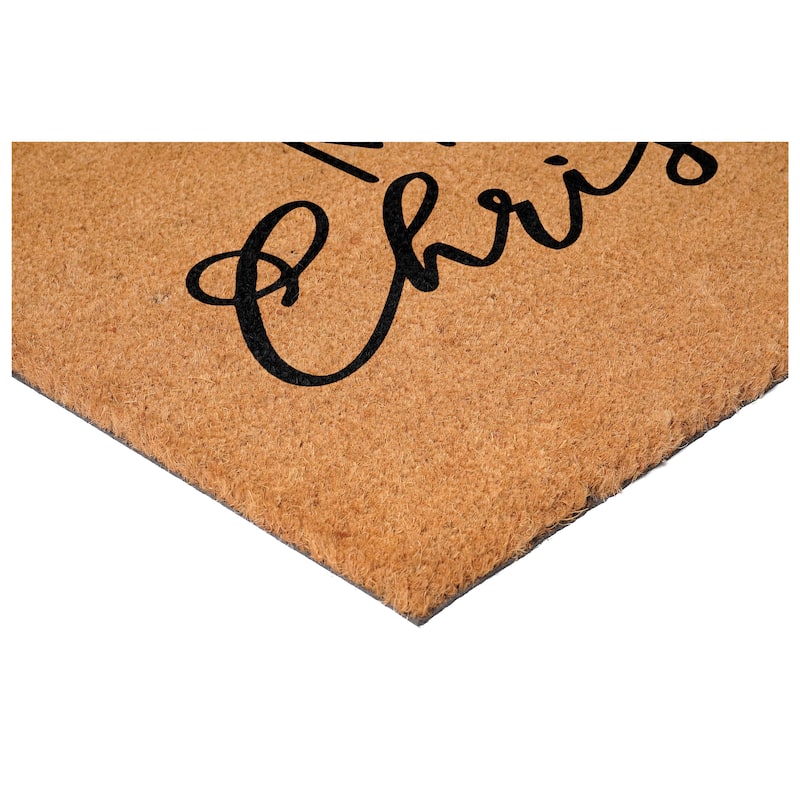 HomeRoots 24" X 36" Brown And Black Christmas Merry Christmas Outdoor Coir Door Mat - 24.00' X '36.00