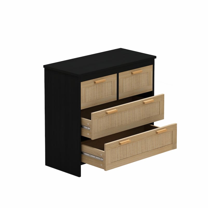 Versatile 4-Drawer Rattan Cabinet
