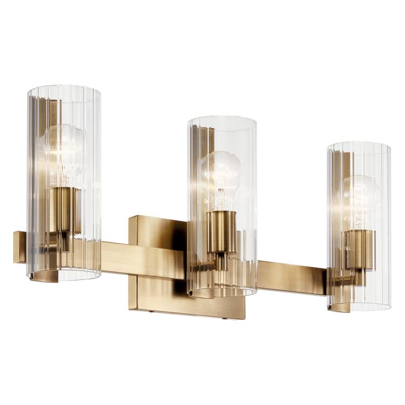 Jemsa 22.75 in. 3-Light Bathroom Vanity Light with Clear Fluted Glass
