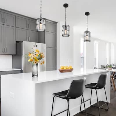 Aulia Modern Crystal Black 1-Light Pendant Light for Kitchen Island Dining Room - 5.5'' D x 9.5'' H