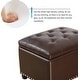 preview thumbnail 7 of 11, Adeco Tufted Bottom Bonded Leahter Brown Rectangle Storage Ottoman