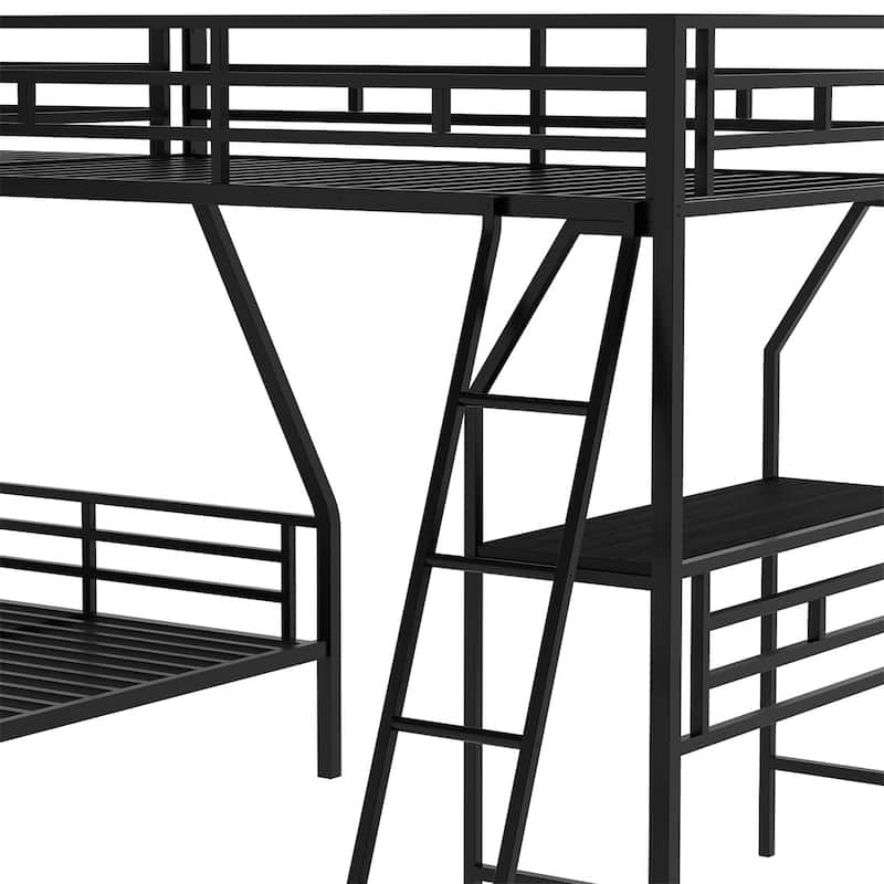 Merax L-shaped Twin over Full Bunk Bed with Twin Loft Bed and Desk