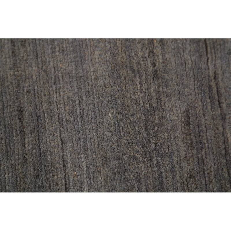 Modern Gabbeh Area Rug Hand-Knotted Grey Oriental Wool Carpet - 9'2" x 11'9"