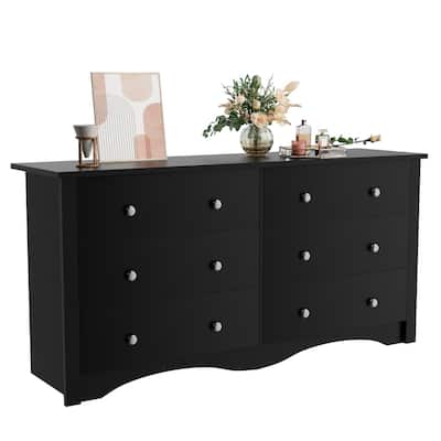 Furniwell 6 Drawer Double Dresser, Modern Wood Chest of Drawer for Living Room Bedroom