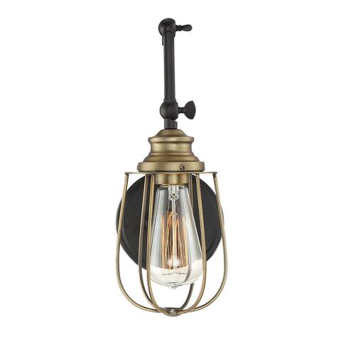 Madison One Light Wall Sconce Mscon English Rubbed Bronze with Brass - Exact Size
