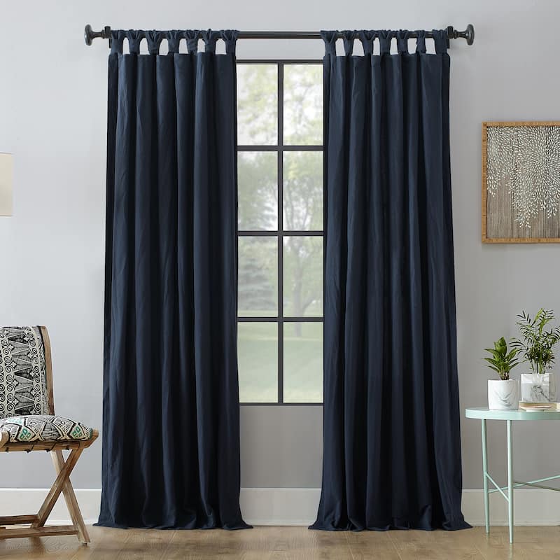 Archaeo Washed Cotton Twist Tab Curtain, Single Panel - Navy - 52 x 63