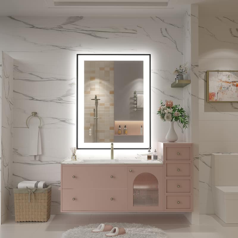 Front & Back LED Anti-Fog Tempered Glass Framed Bathroom/Vanity Mirror 3-Year Warranty