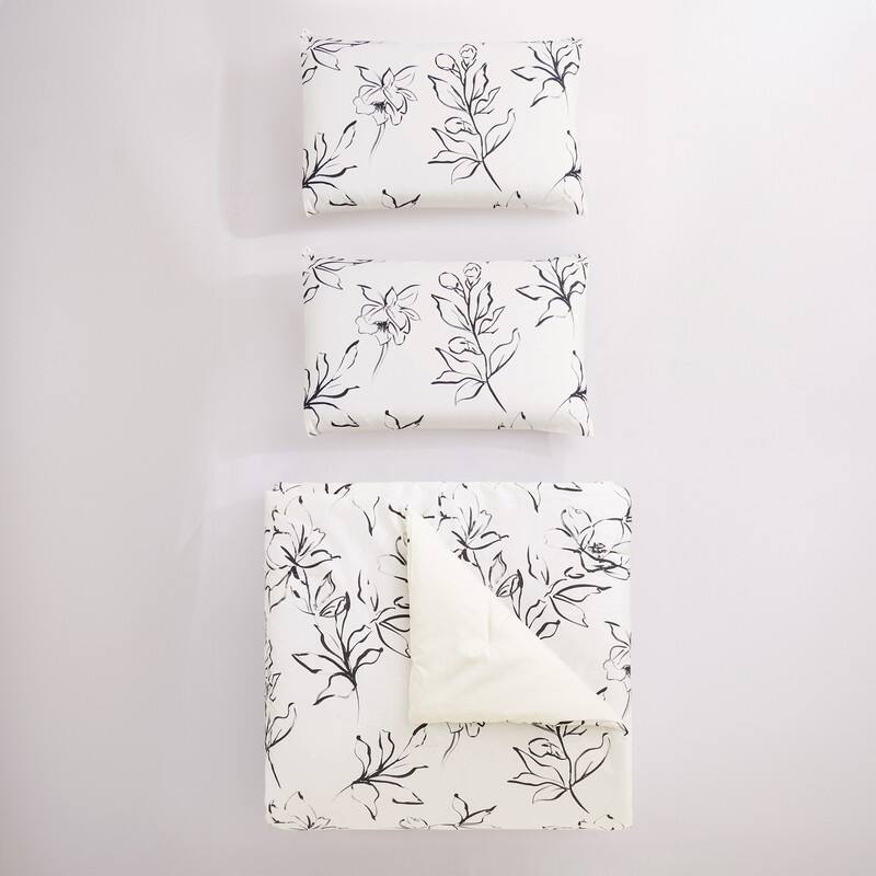 Dee Ocleppo Inked Floral 3-Piece Cotton Sateen Comforter Set