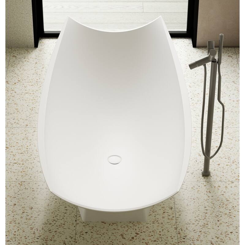 ALFI brand White Matte 71" Solid Surface Resin Free Standing Hammock Style Curved End Bathtub
