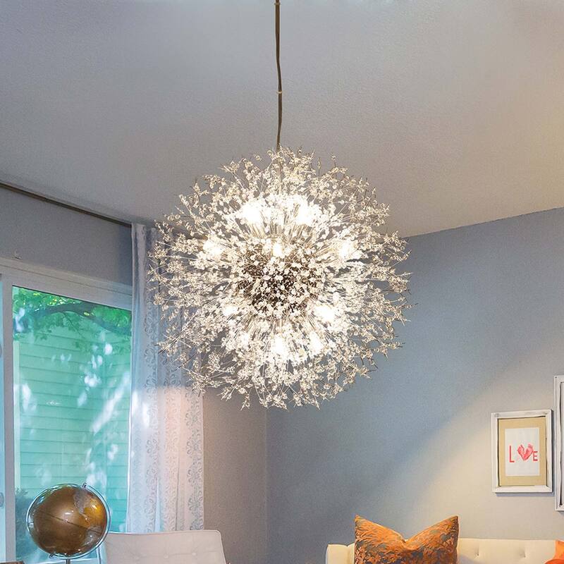 8/9/12/16-Light Modern Linear Sputnik Firework Dandelion Crystal Chandelier - 16-Lights - Gold