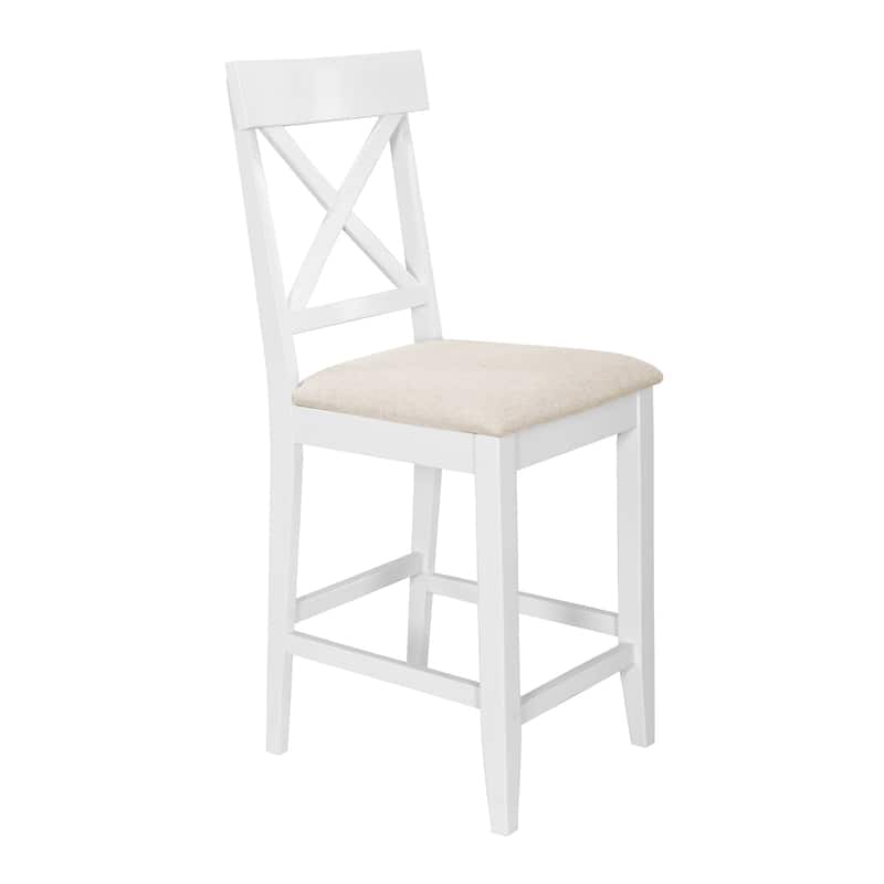 Roomfitters 5-Piece Counter Height Dining Table Set, 60" Farmhouse Kitchen Table with 3-Tier Shelves and 4 Chairs