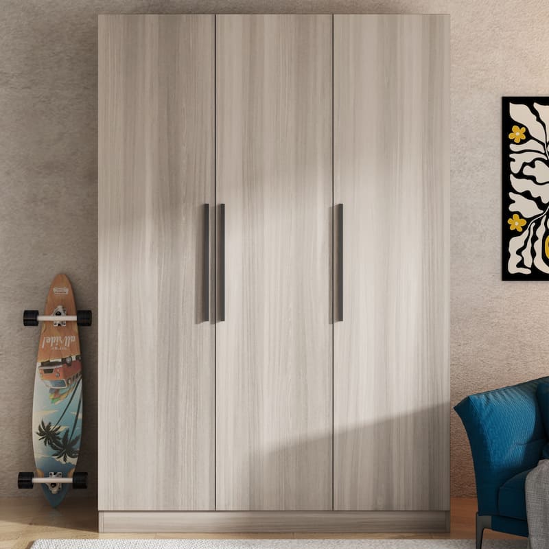 70." H x 47.2" W Wardrobe Cabinet Armoire Three Doors In White Closet