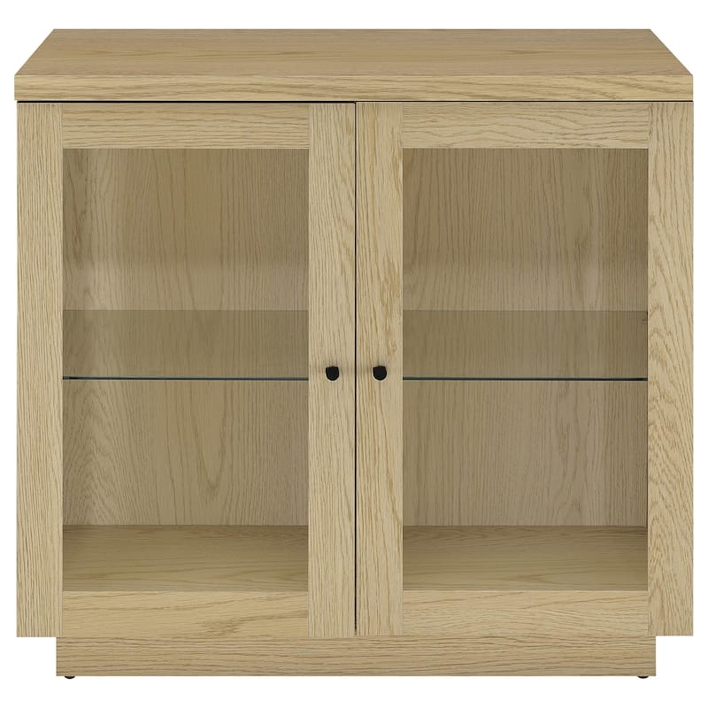 Tilbury 2-Door Glass Front Accent Display Cabinet Light Oak