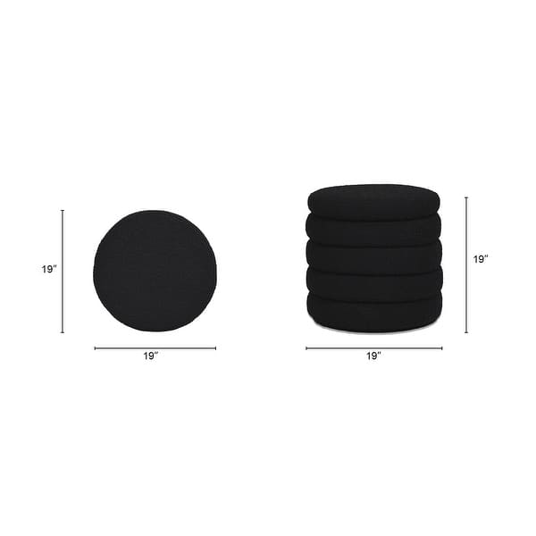 dimension image slide 2 of 5, Jennifer Taylor Home Fuji 19" Upholstered Tufted Round Storage Ottoman