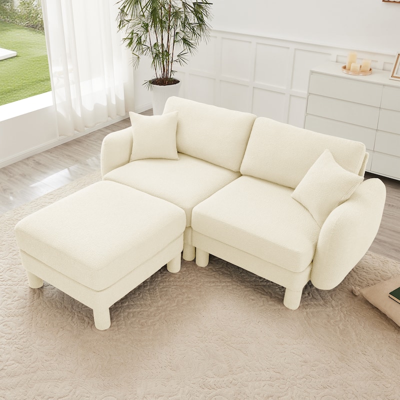 Loveseat Sofa, 78" 2-Seater Upholstered Couch Modern Sectional Couches with Shell-shaped Armrests for Living Room