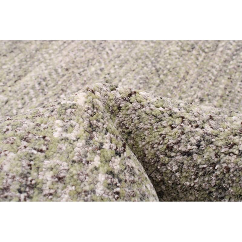 ECARPETGALLERY Hand-knotted Silk Shadow Light Green Wool Rug - 7'11 x 10'5