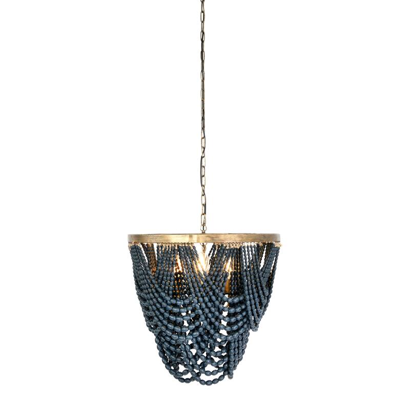2-Tier Draped Wood Bead Chandelier