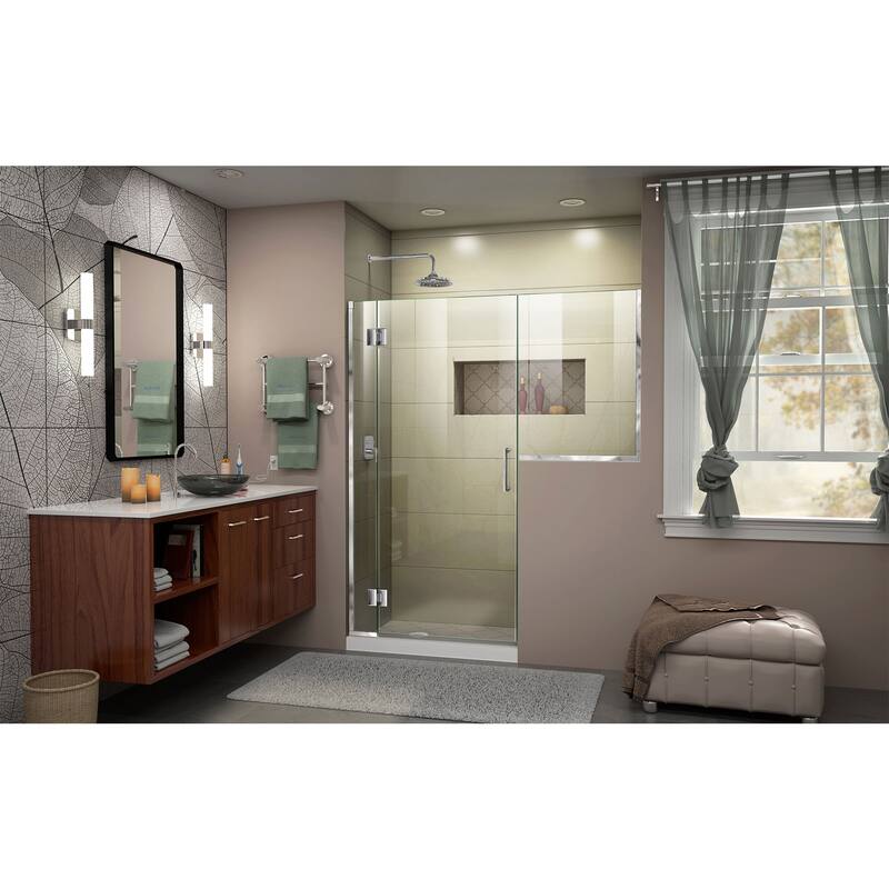 DreamLine Unidoor-X 66-66 1/2 in. W x 72 in. H Frameless Hinged Shower Door - 66" - 66.5" - Chrome Finish