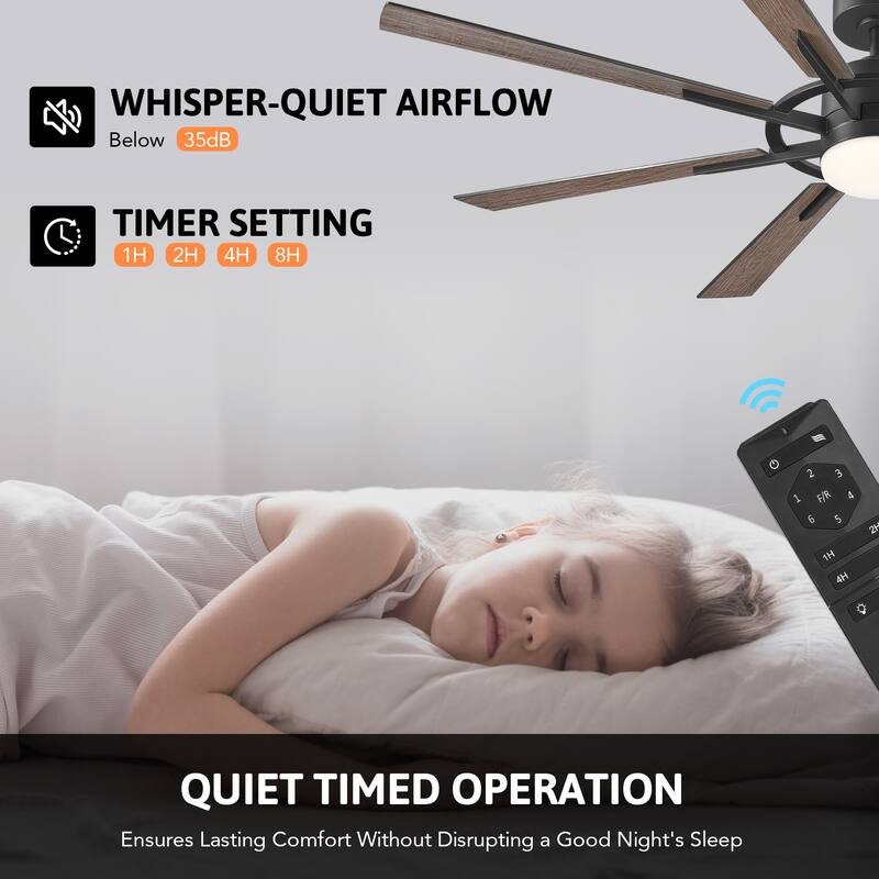 CO-Z 60'' 8-Blade Large Windmill Ceiling Fan with LED Lights and Remote for Living Room
