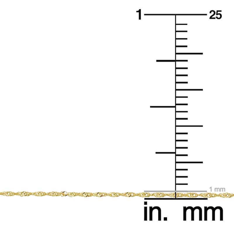 14k Yellow Gold Filled 1 mm Singapore Chain Pendant Necklace For Women (14 - 30 inches)