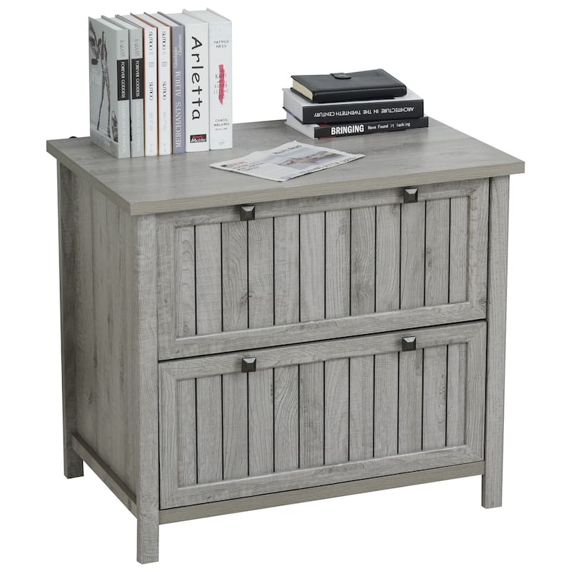 HOMCOM Retro Style 2-Drawer Lateral File Cabinet Chest Wooden Documents Storage for Letter/Legal Size