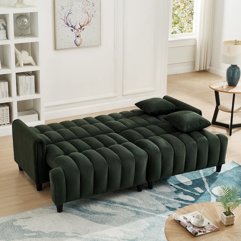 Futon Couch Sofa Bed with Pillows, Convertible Sleeper Sofa with Adjustable Backrest, Loveseat Sleeper Daybed