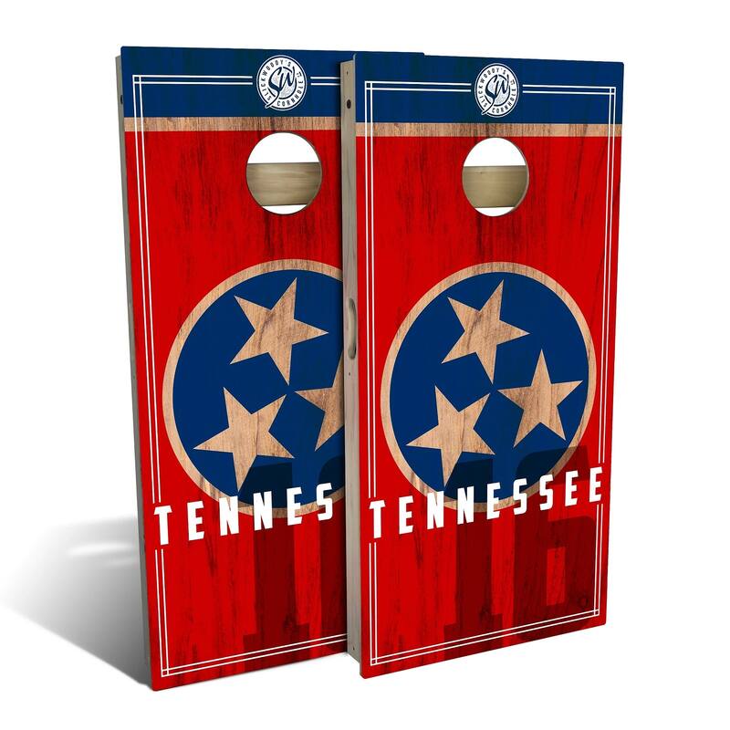 Tennessee State Flag 2.0 Outdoor Cornhole Board Set - Premium 2x4 - Include ALL Accessories