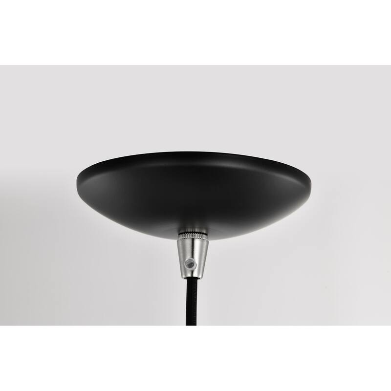 1-Light Matte Black and Brushed Nickel Pendant With Bowl Metal Shade