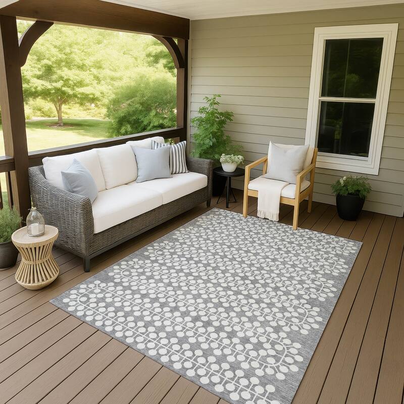 Machine Washable Indoor/ Outdoor Modern Ailey Chantille Rug - Gray - 10' x 14'