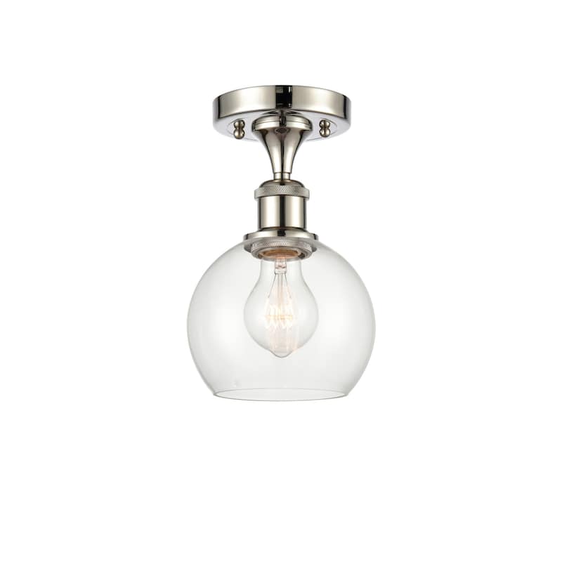 Innovations Lighting 516-1C-10-6 Athens Semi-Flush Athens Deco Swirl - Polished Nickel / Clear