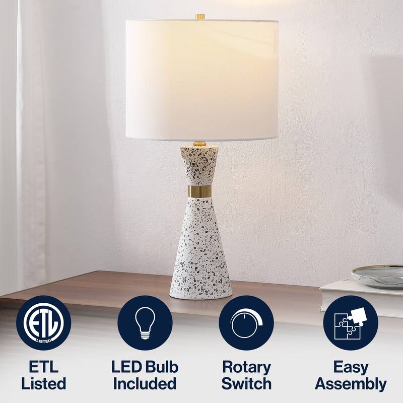 Artezza 24" Hourglass Terrazzo/Iron LED Table Lamp, By JONATHAN Y