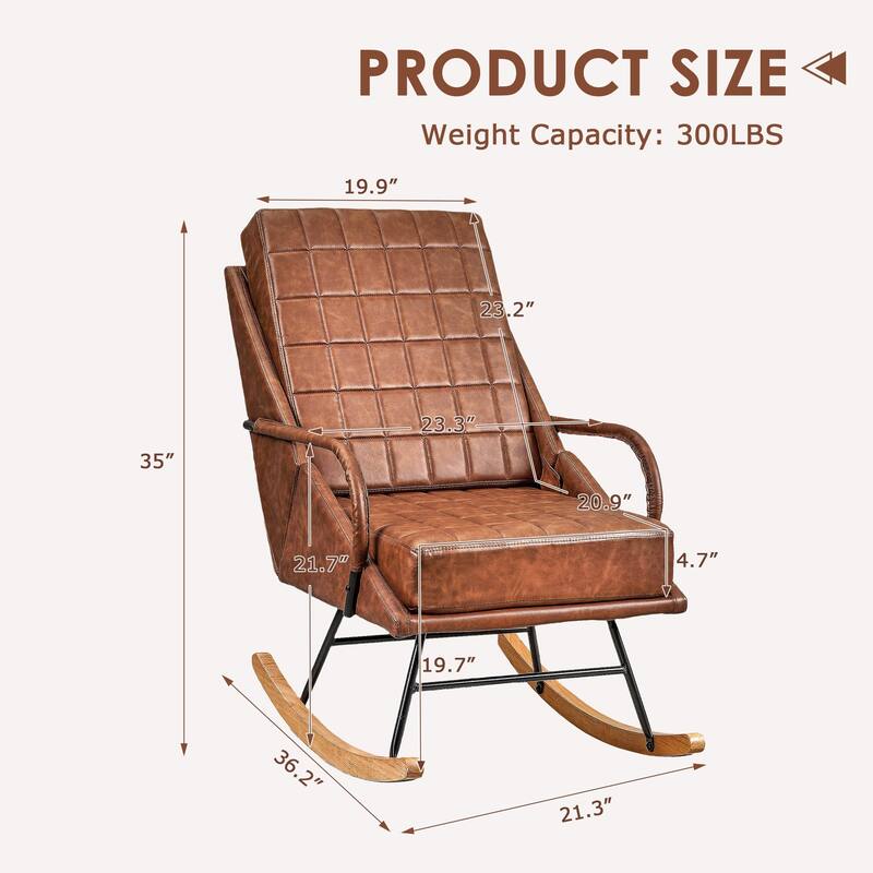 Nursery Rocking Chair Upholstered Modern Rocking chair with Wingback & Armrest Tall Back Accent Glider Rocker Chairs