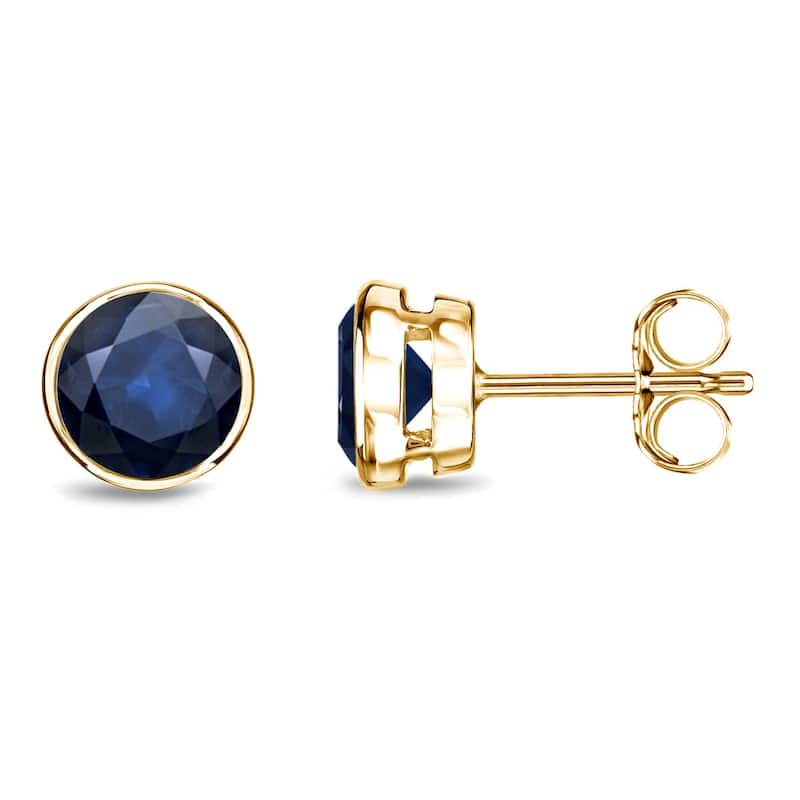 Auriya 14k Gold Bezel-set Sapphire Stud Earrings 1CTW - Yellow