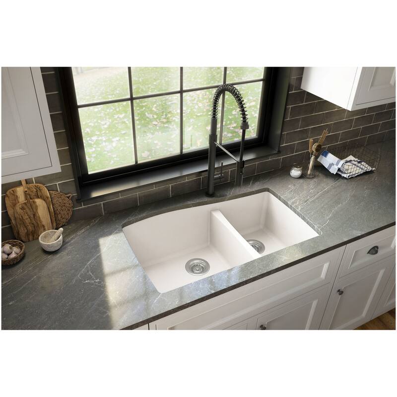 Karran USA QU-721-PK1 Quartz QU 33-1/2" Undermount Double Basin Quartz