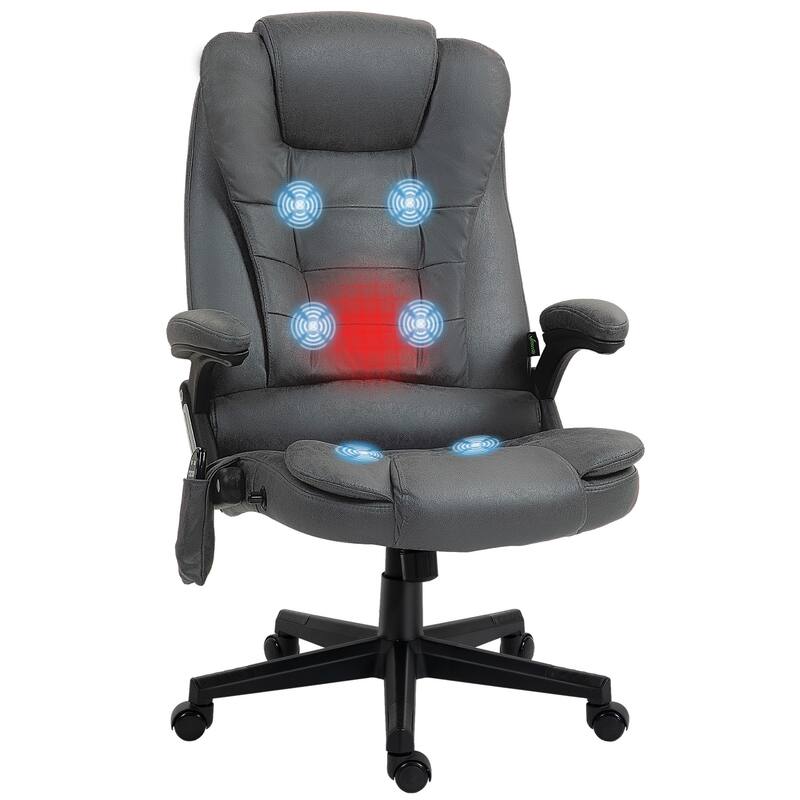 Gray Characteristic Heated Massage Chair Gaming Chair, Reclining Executive Chair Computer Chair Drafting Chair with Padded Arm