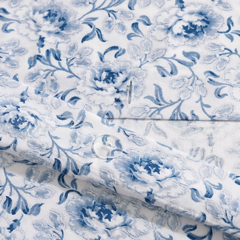 Laura Ashley Lorelei Blue Cotton Reversible Duvet Cover Set - On Sale ...