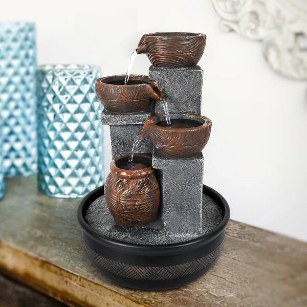 Tabletop Water Fountain Indoor Waterfalls Fountains with LED Lights