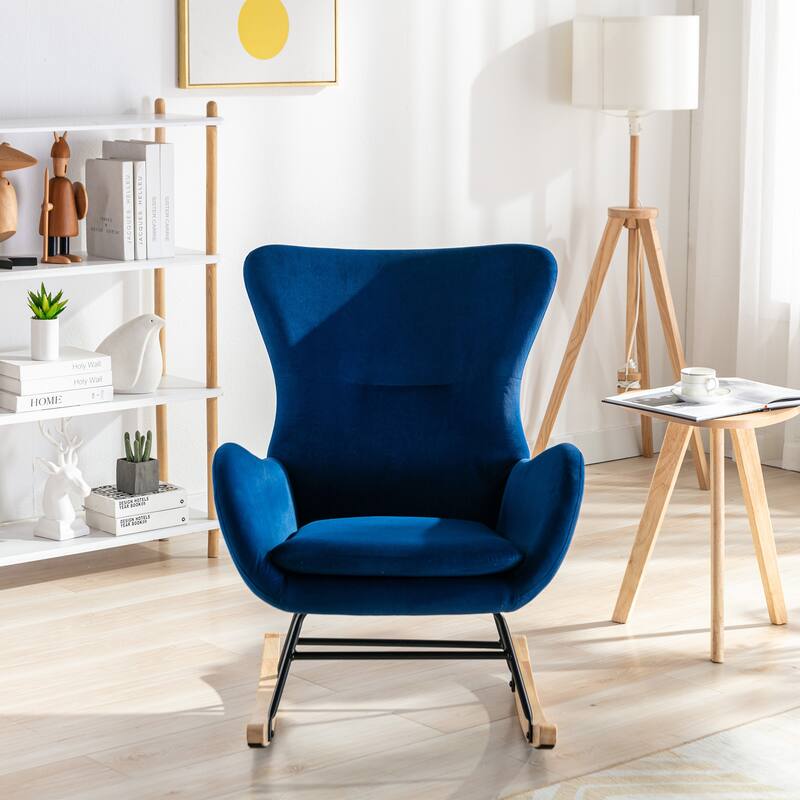 Rocking Chair With High Backrest And Armrests