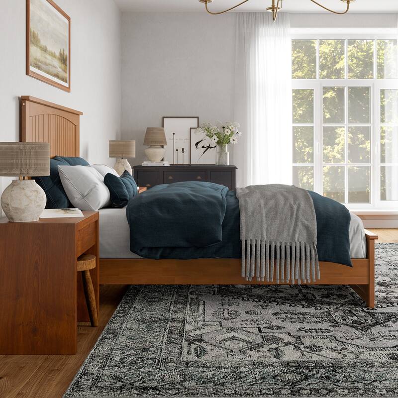 Naples Solid Wood Low Profile Platform Bed with Matching Footboard