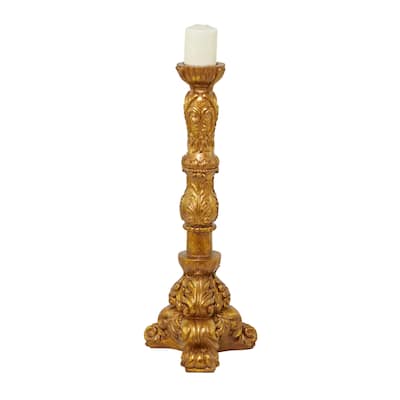 Brass Polystone Traditional Candle Holder - 10 x 11 x 29