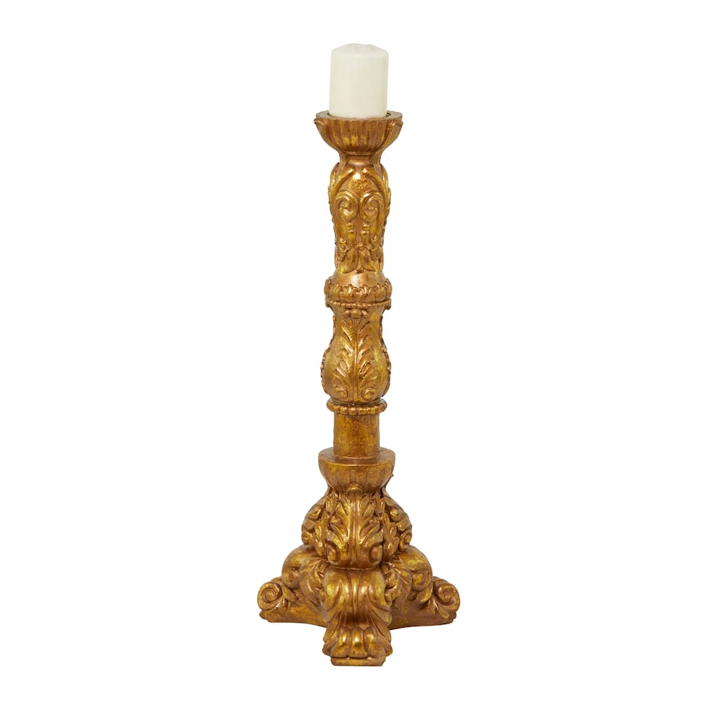 Brass Polystone Traditional Candle Holder - 10 x 11 x 29