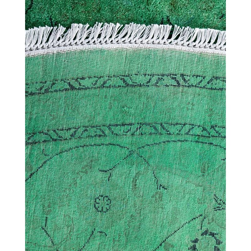Fine Vibrance One-of-a-Kind Hand-Knotted Area Rug - Green, 8' 1" x 8' 1" - 8' 1" x 8' 1"