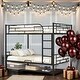 preview thumbnail 1 of 10, Metal Loft Bed with Storage Space and Ladder, Full Over Full Black