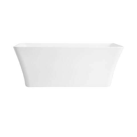 OVE Decors Draco 59 in. Seamless White Acrylic Freestanding Rectangular Bathtub
