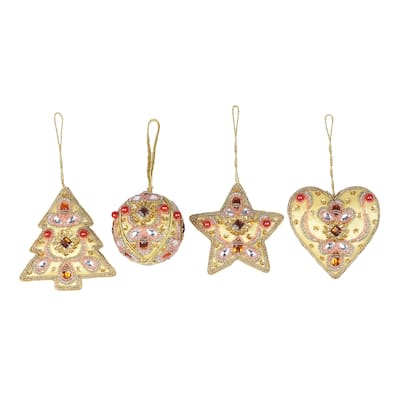 Novica Handmade Lavish Holiday Beaded Satin Ornaments (Set Of 4)