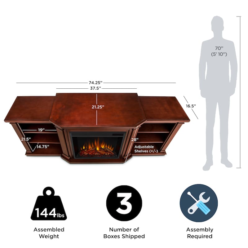 Valmont 74" Electric TV Stand Fireplace by Real Flame