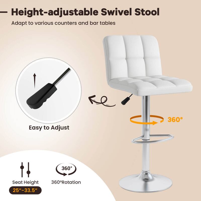 Costway Modern Swivel Bar Stools Set of 4 with Heavy-duty Metal Base & - See Details